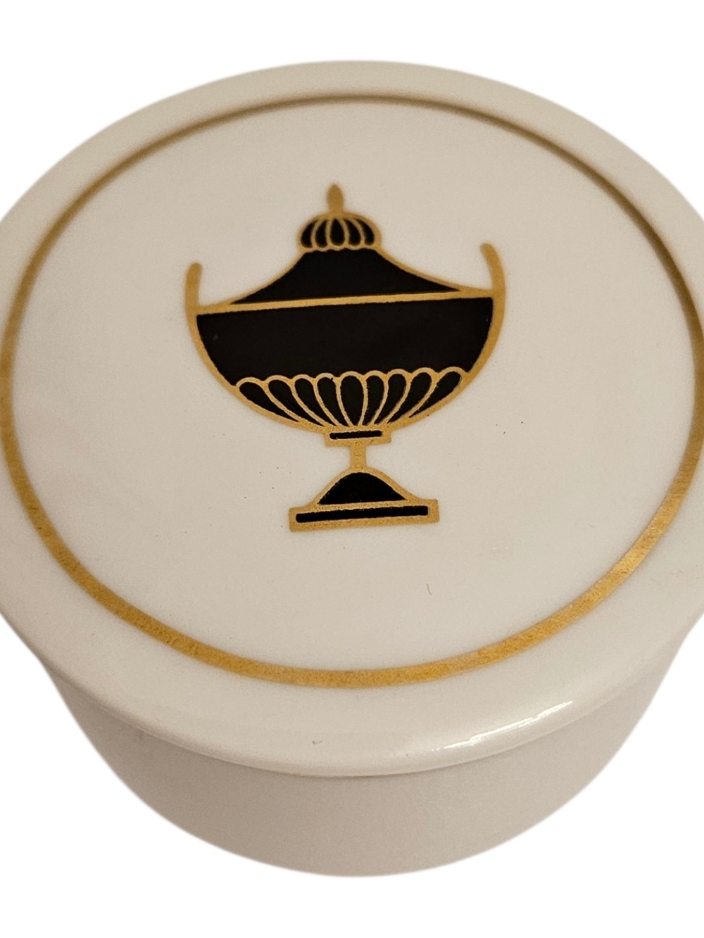 Richard Ginori Italian porcelain trinket box Impero Black pattern black gilt urn